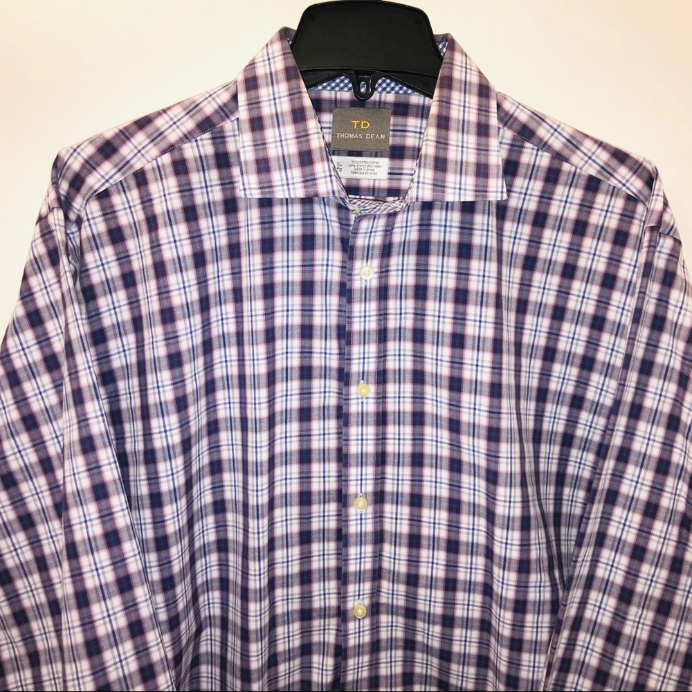 New Without Tags Purple Blue Plaid Dress Shirt XL